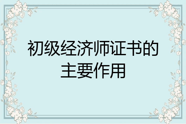 初级经济师证书的主要作用