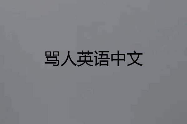 骂人英语中文