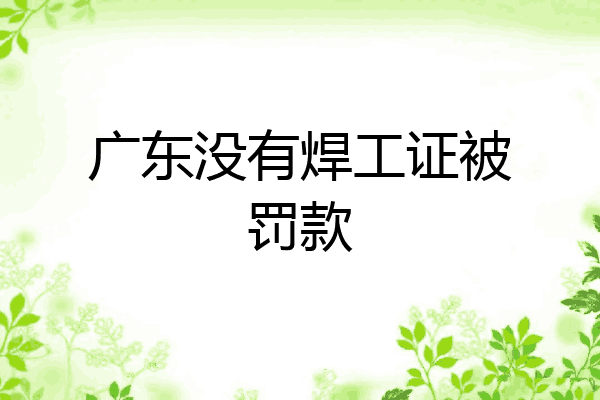 广东没有焊工证被罚款