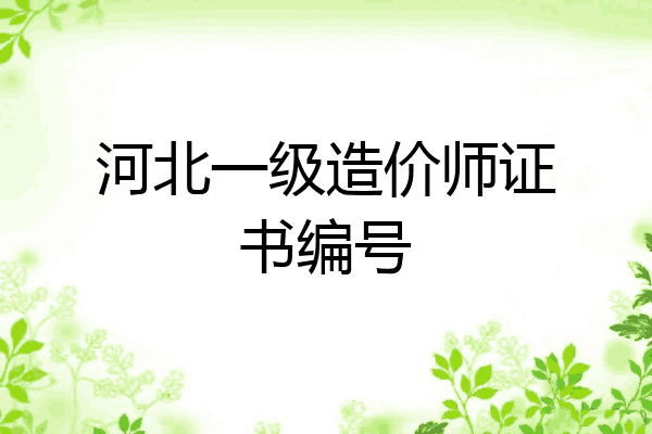 河北一级造价师证书编号