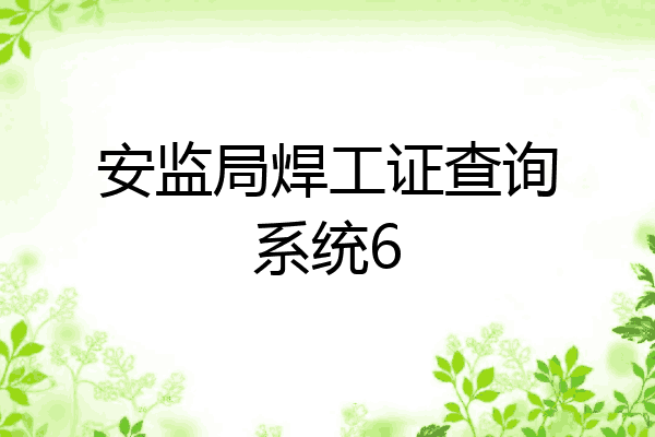 安监局焊工证查询系统6