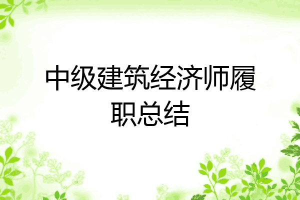 中级建筑经济师履职总结