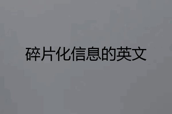 碎片化信息的英文