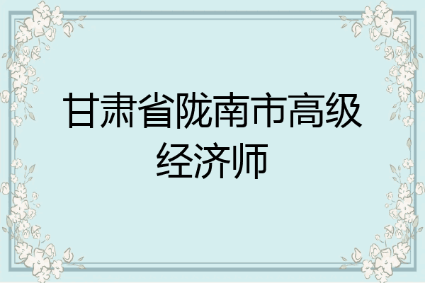 甘肃省陇南市高级经济师