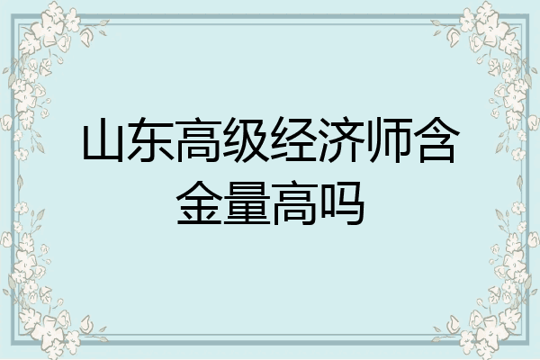 山东高级经济师含金量高吗
