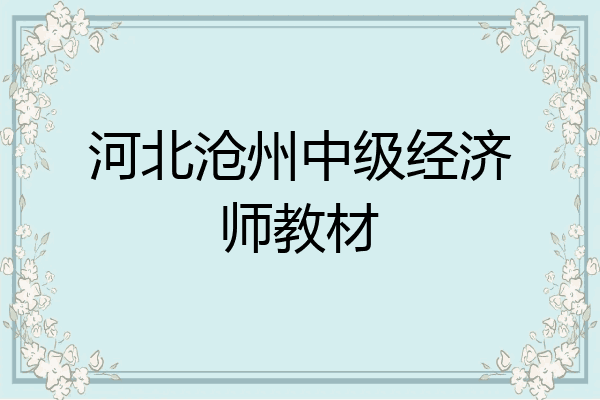 河北沧州中级经济师教材
