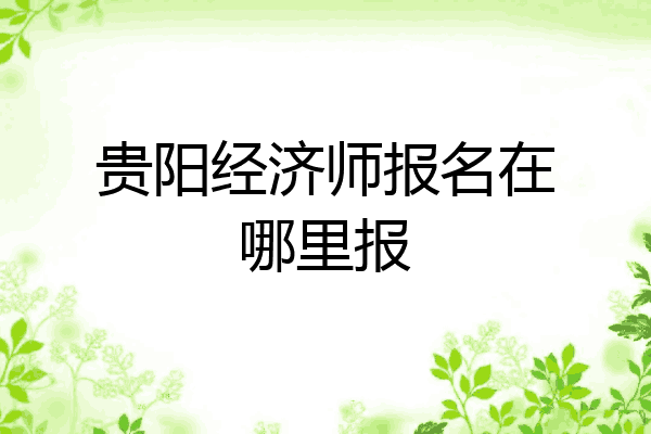贵阳经济师报名在哪里报