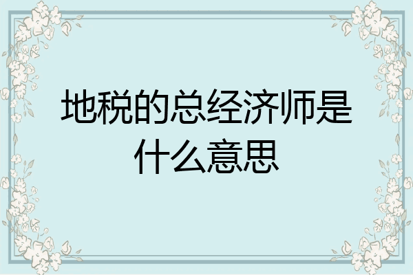 地税的总经济师是什么意思