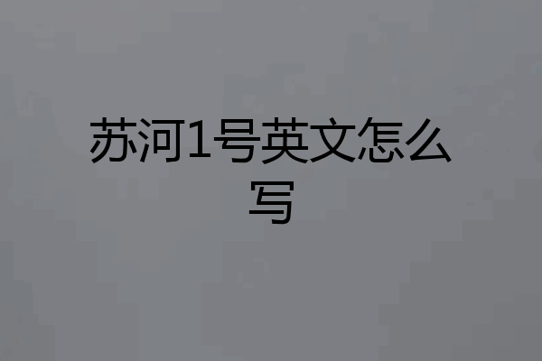 苏河1号英文怎么写