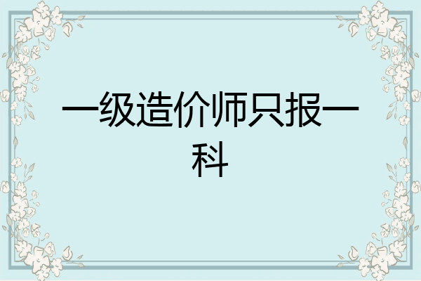 一级造价师只报一科