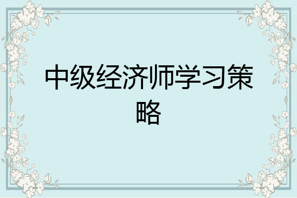 中级经济师学习策略