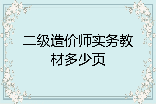 二级造价师实务教材多少页