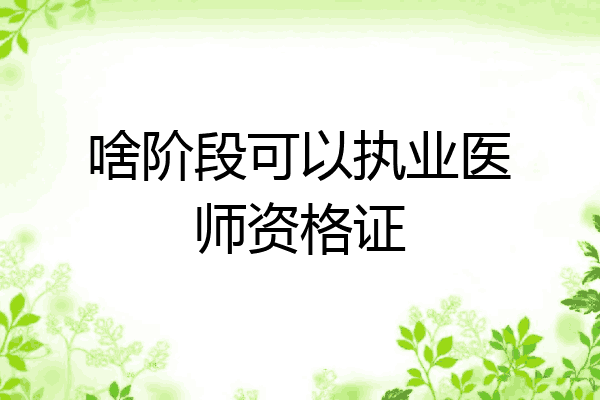 啥阶段可以执业医师资格证