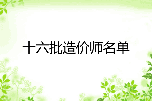 十六批造价师名单