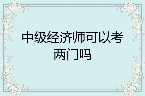 中级经济师可以考两门吗