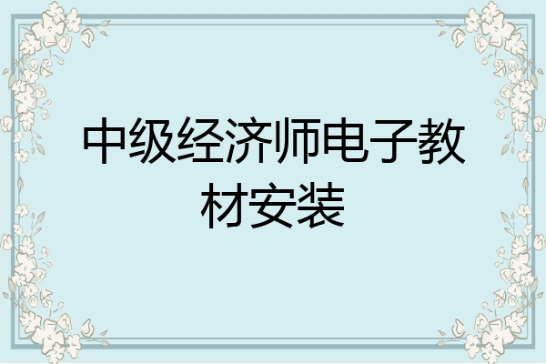 中级经济师电子教材安装
