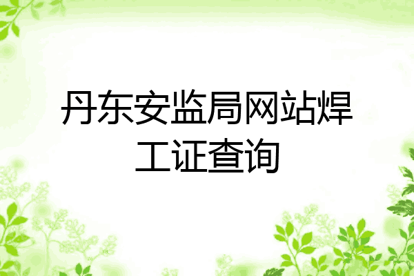 丹东安监局网站焊工证查询