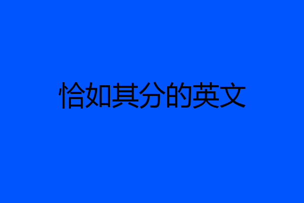 恰如其分的英文