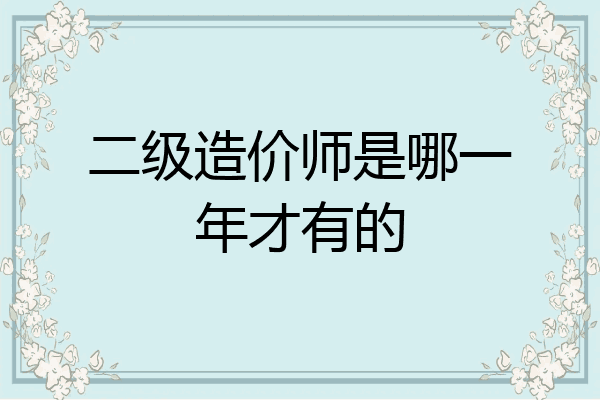二级造价师是哪一年才有的