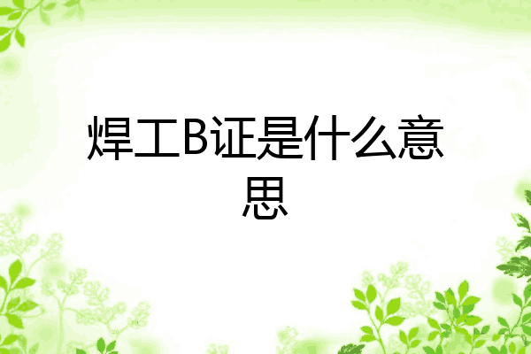 焊工B证是什么意思