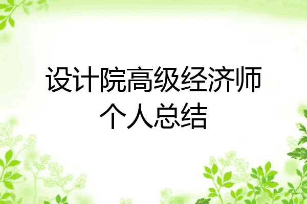 设计院高级经济师个人总结