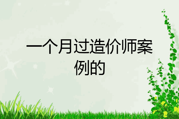 一个月过造价师案例的