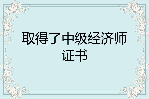 取得了中级经济师证书