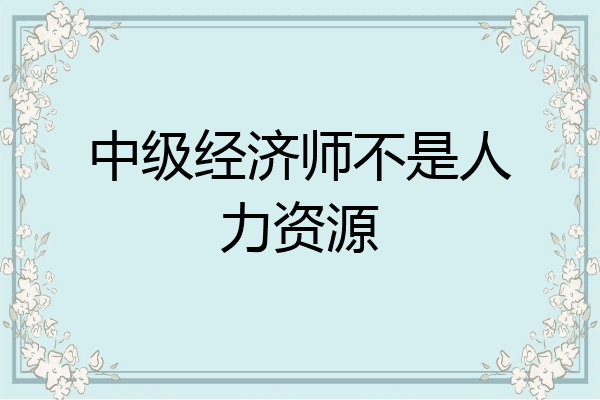 中级经济师不是人力资源