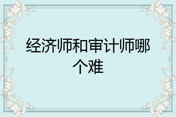 经济师和审计师哪个难