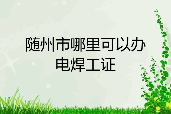 随州市哪里可以办电焊工证