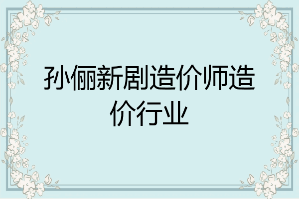 孙俪新剧造价师造价行业