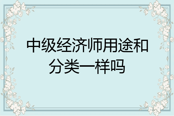 中级经济师用途和分类一样吗
