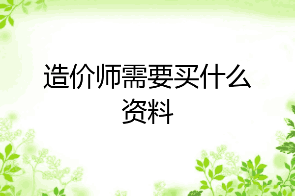 造价师需要买什么资料