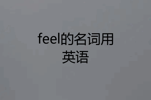 feel的名词用英语