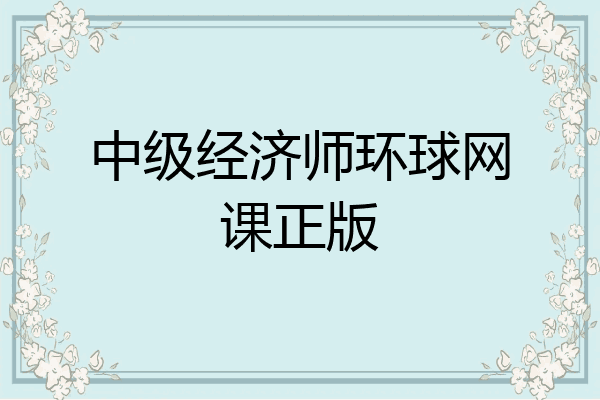 中级经济师环球网课正版