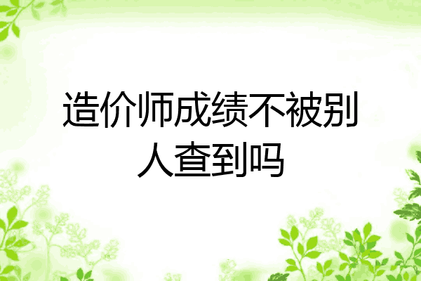 造价师成绩不被别人查到吗