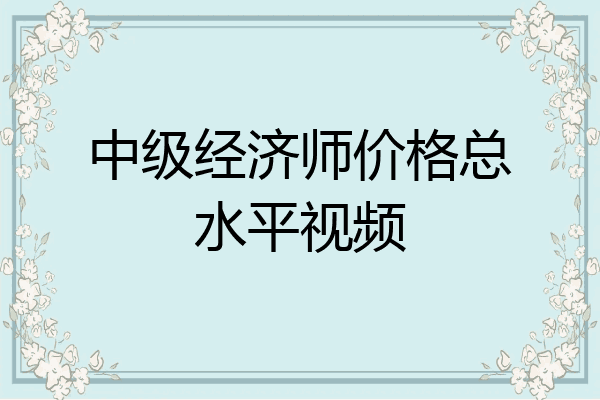 中级经济师价格总水平视频