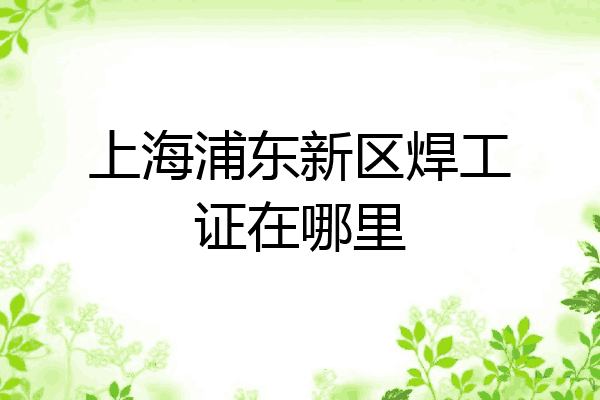 上海浦东新区焊工证在哪里