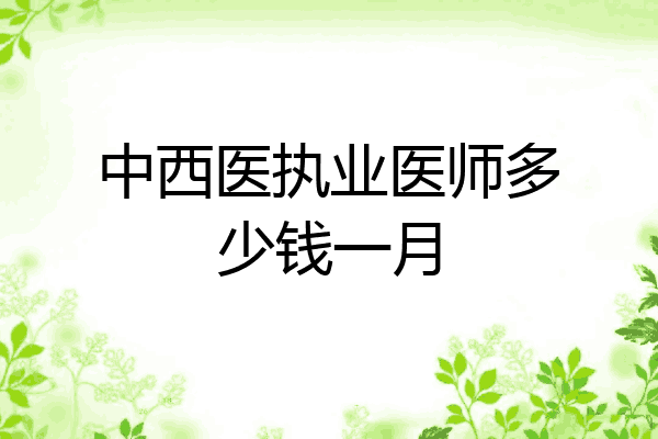 中西医执业医师多少钱一月