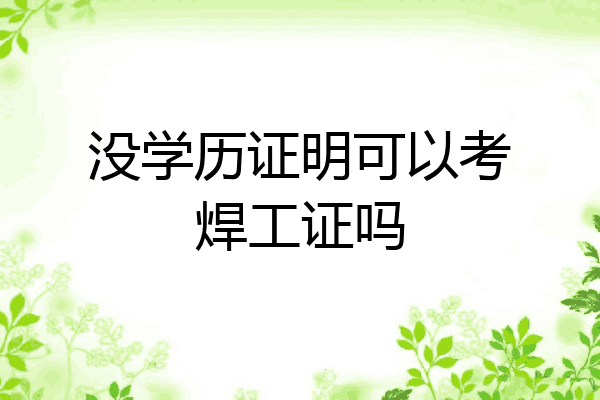 没学历证明可以考焊工证吗