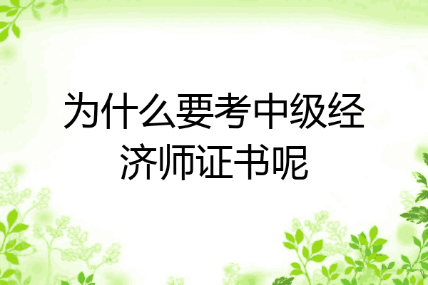 为什么要考中级经济师证书呢