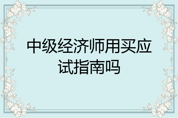 中级经济师用买应试指南吗