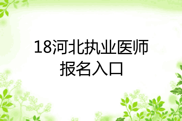 18河北执业医师报名入口
