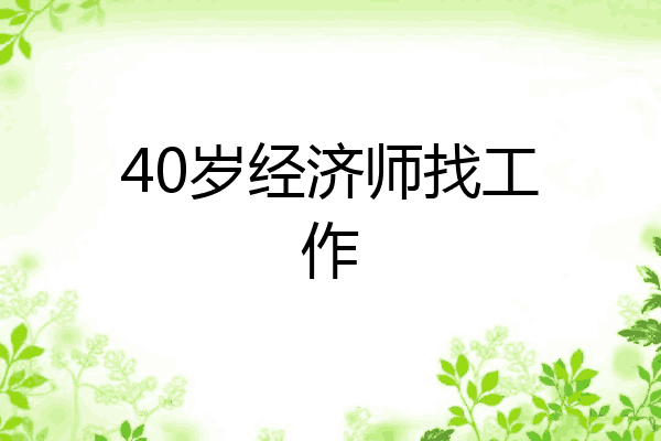 40岁经济师找工作