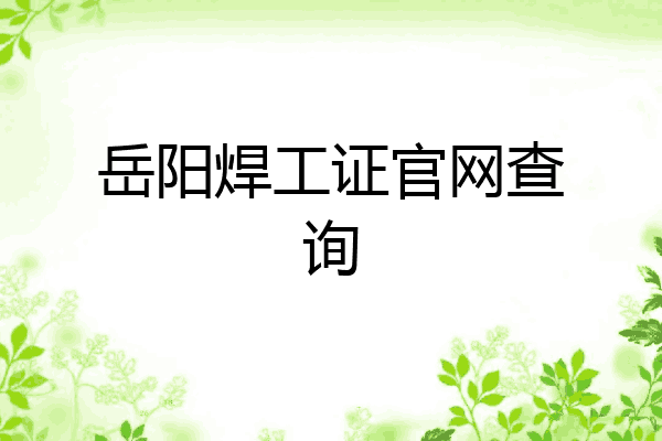 岳阳焊工证官网查询
