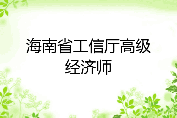 海南省工信厅高级经济师