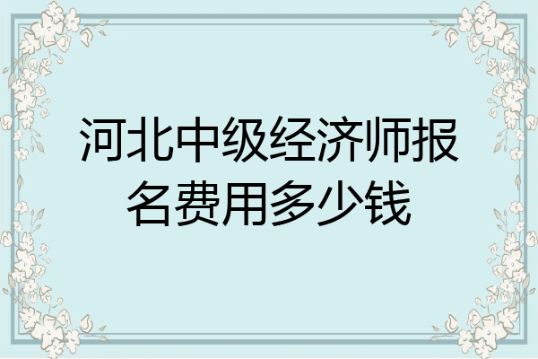 河北中级经济师报名费用多少钱