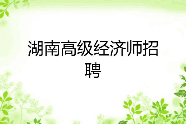 湖南高级经济师招聘