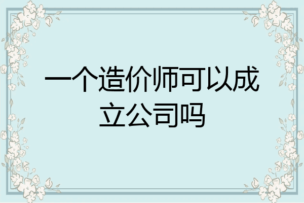 一个造价师可以成立公司吗