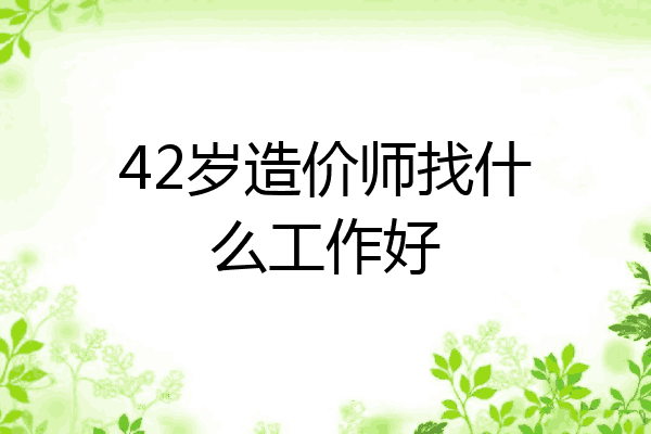 42岁造价师找什么工作好